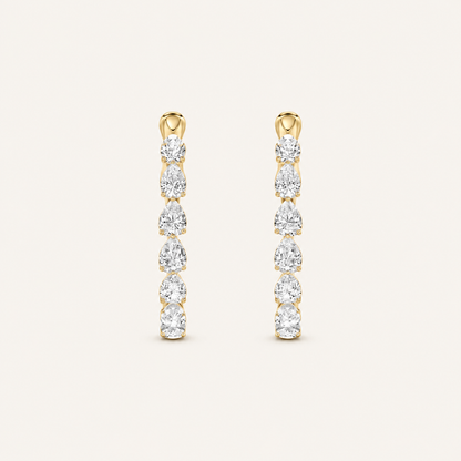 4.25CT Pear Cut Lab Grown Diamond Inside Out Hoop Earrings