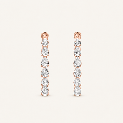 4.25CT Pear Cut Lab Grown Diamond Inside Out Hoop Earrings