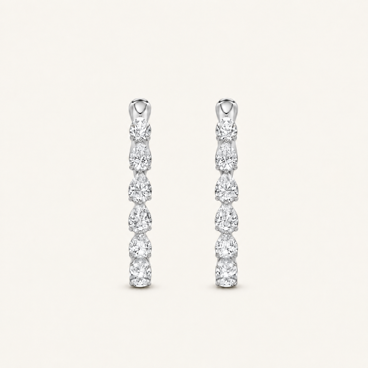 4.25CT Pear Cut Lab Grown Diamond Inside Out Hoop Earrings