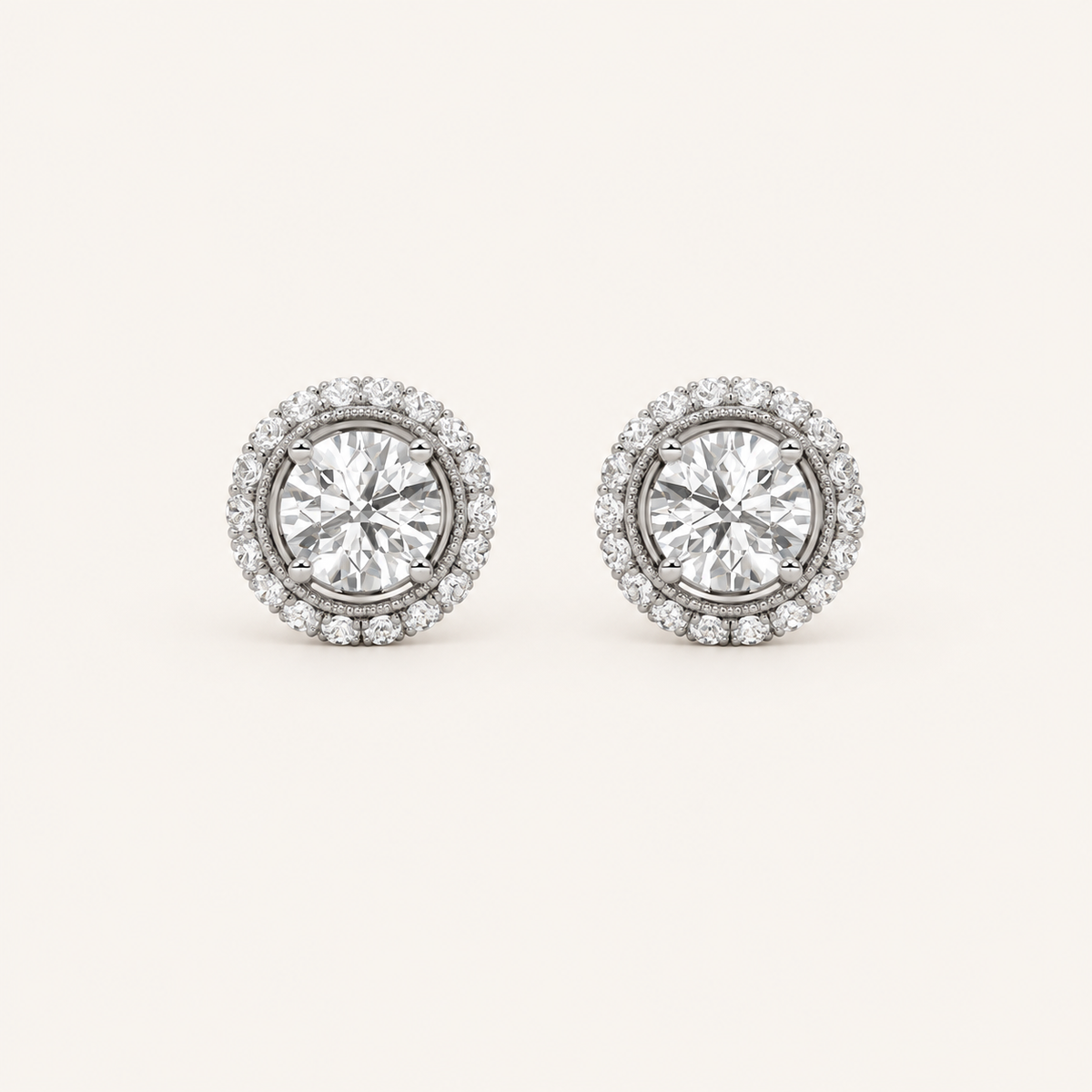 2CT Round Cut Lab Grown Diamond Stud Earrings