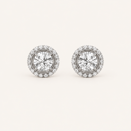 2CT Round Cut Lab Grown Diamond Stud Earrings