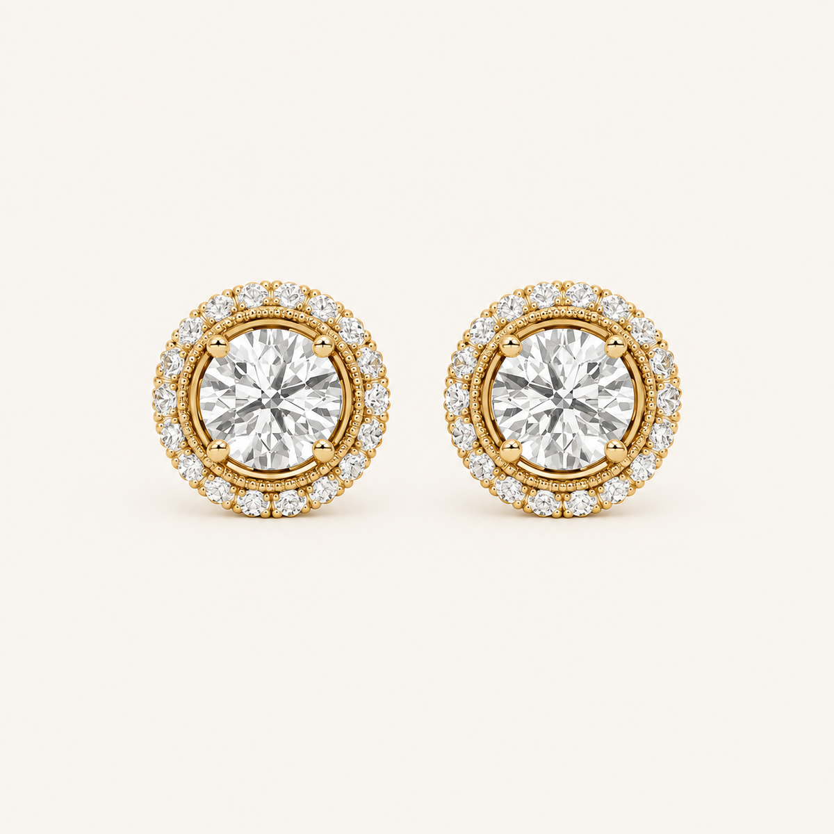 2CT Round Cut Lab Grown Diamond Stud Earrings