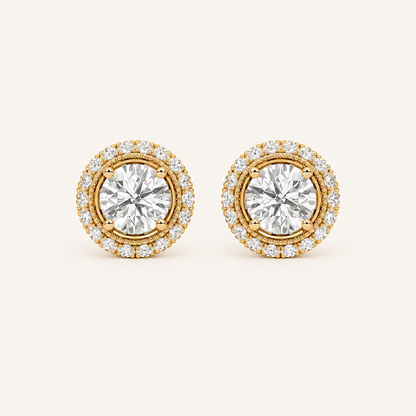 2CT Round Cut Lab Grown Diamond Stud Earrings