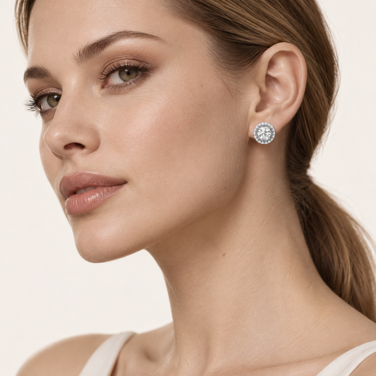 2CT Round Cut Lab Grown Diamond Stud Earrings