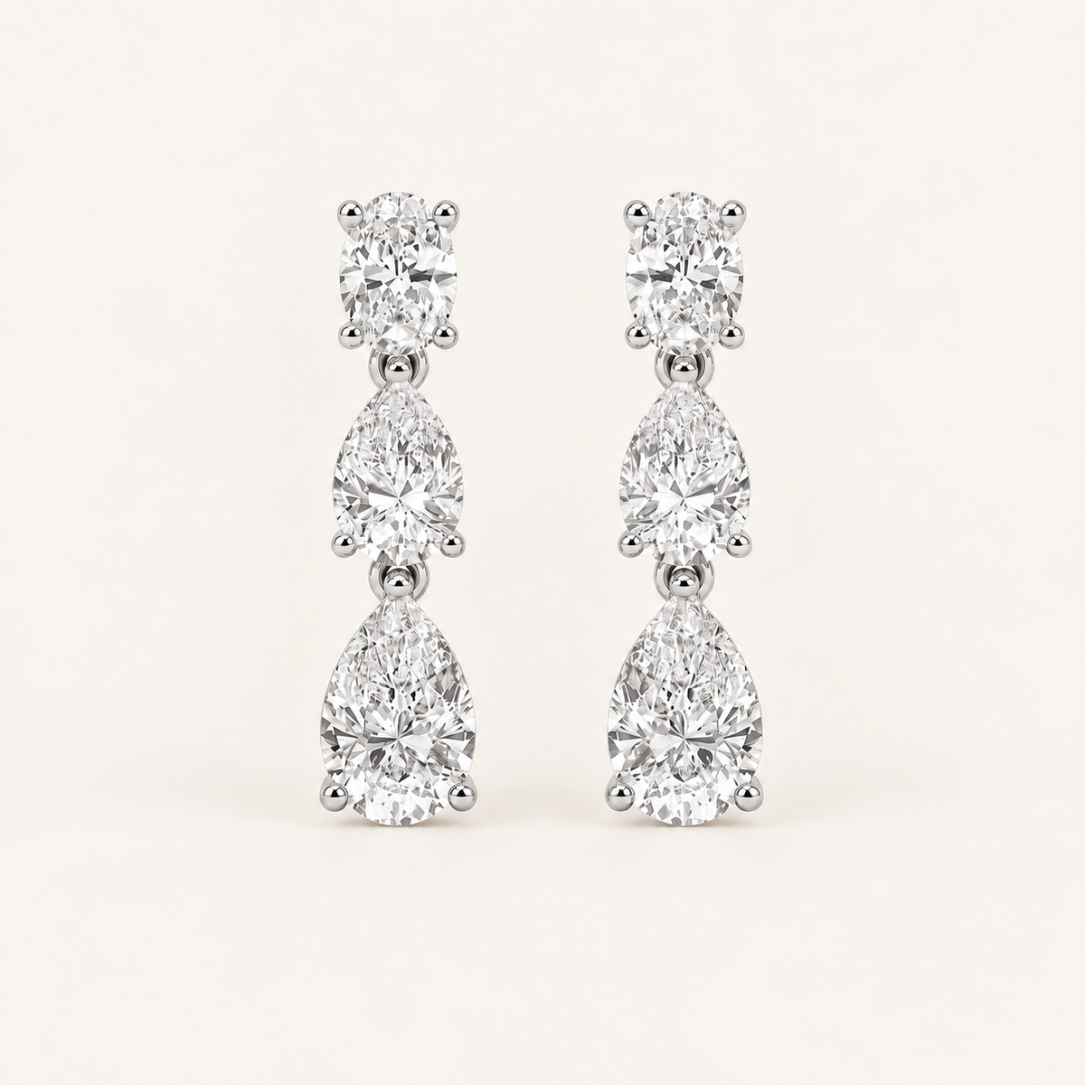 5CT Pear Cut Lab Grown Diamond Dangle Earrings