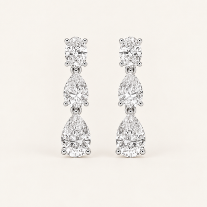 5CT Pear Cut Lab Grown Diamond Dangle Earrings