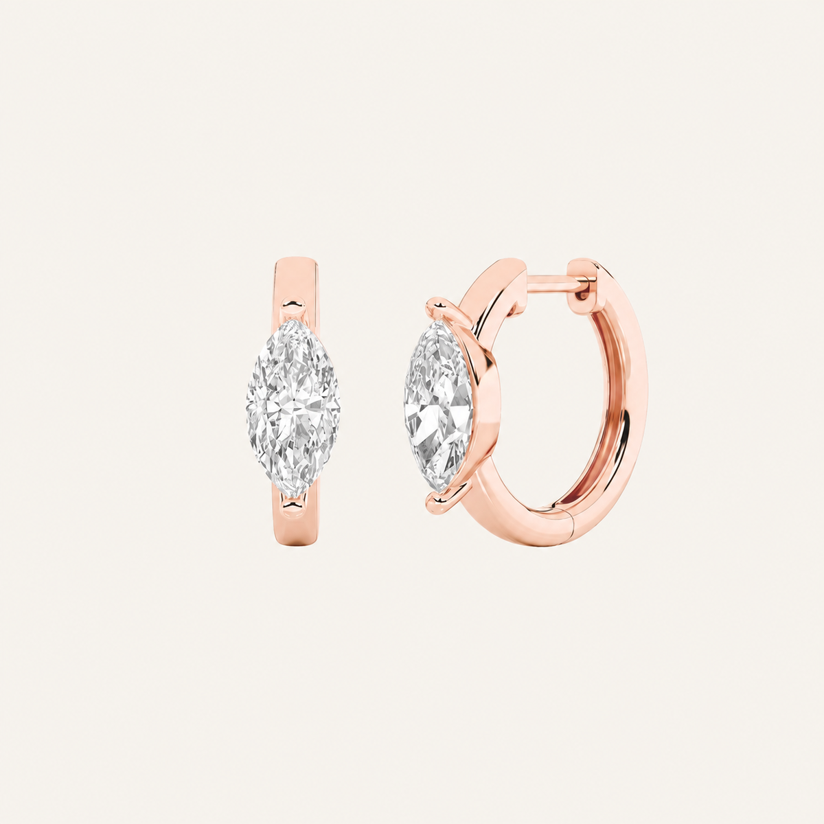 3.25CT Marquise Cut Lab Grown Diamond Solitaire Huggie Earrings