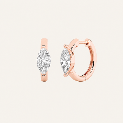 3.25CT Marquise Cut Lab Grown Diamond Solitaire Huggie Earrings