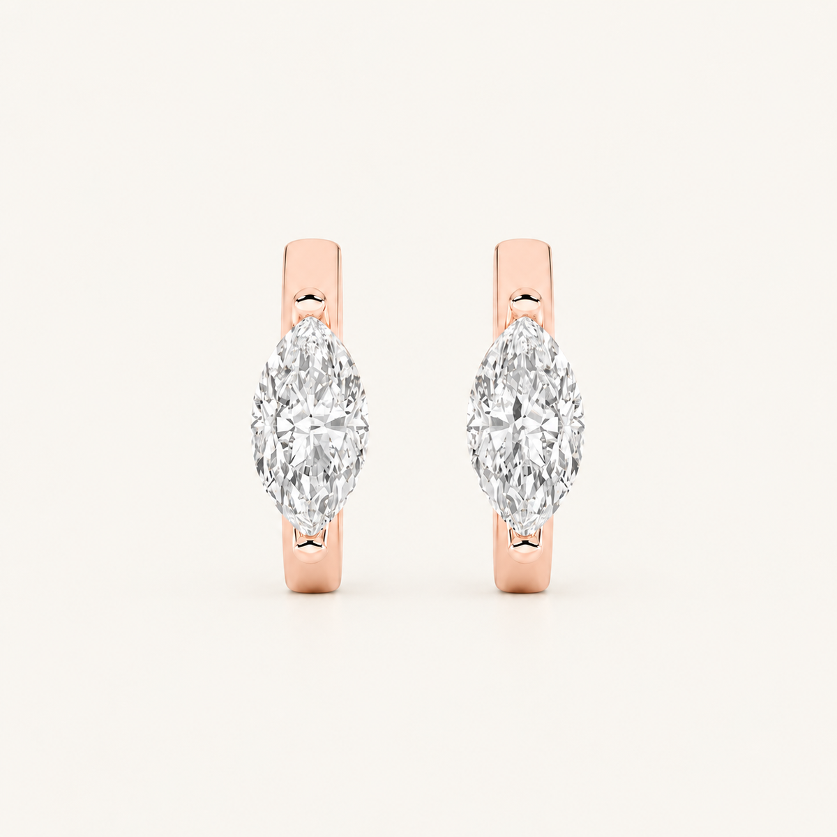 3.25CT Marquise Cut Lab Grown Diamond Solitaire Huggie Earrings