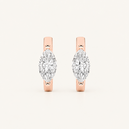 3.25CT Marquise Cut Lab Grown Diamond Solitaire Huggie Earrings
