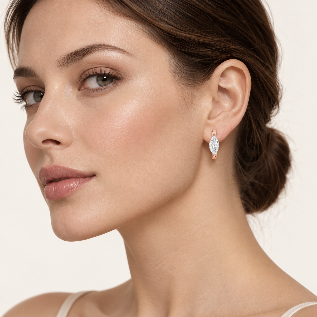 3.25CT Marquise Cut Lab Grown Diamond Solitaire Huggie Earrings
