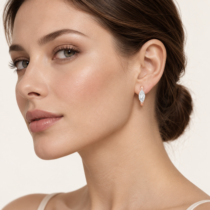 3.25CT Marquise Cut Lab Grown Diamond Solitaire Huggie Earrings