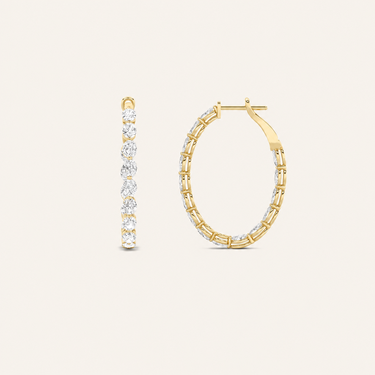 6CT Oval Cut Lab Grown Diamond Inside Out Hoop Earrings