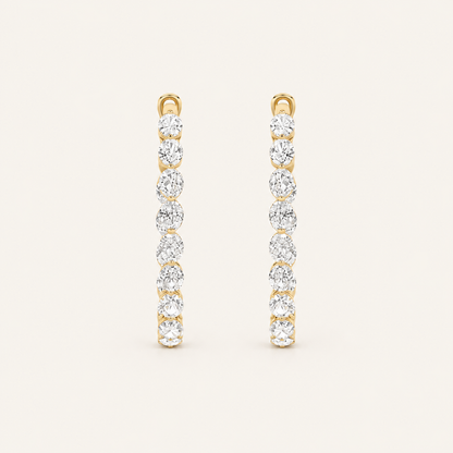 6CT Oval Cut Lab Grown Diamond Inside Out Hoop Earrings