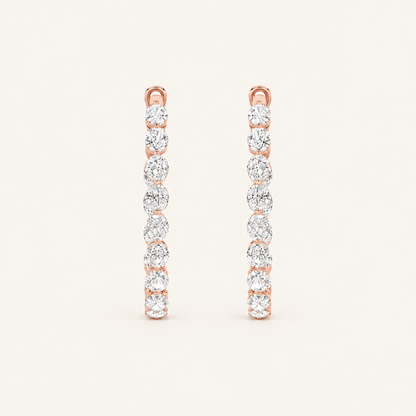 6CT Oval Cut Lab Grown Diamond Inside Out Hoop Earrings