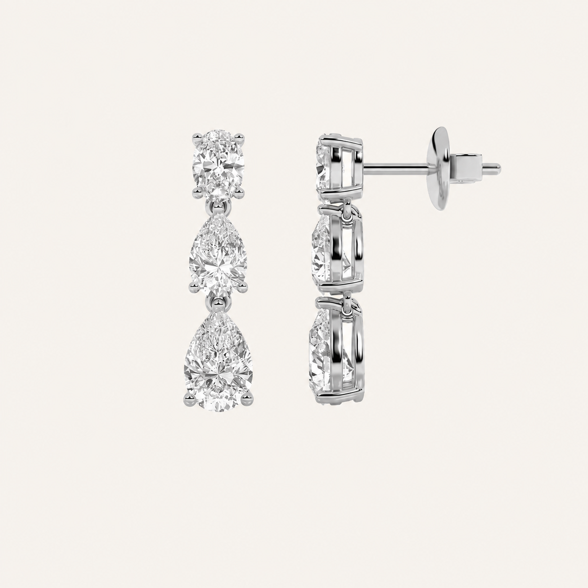 5CT Pear Cut Lab Grown Diamond Dangle Earrings