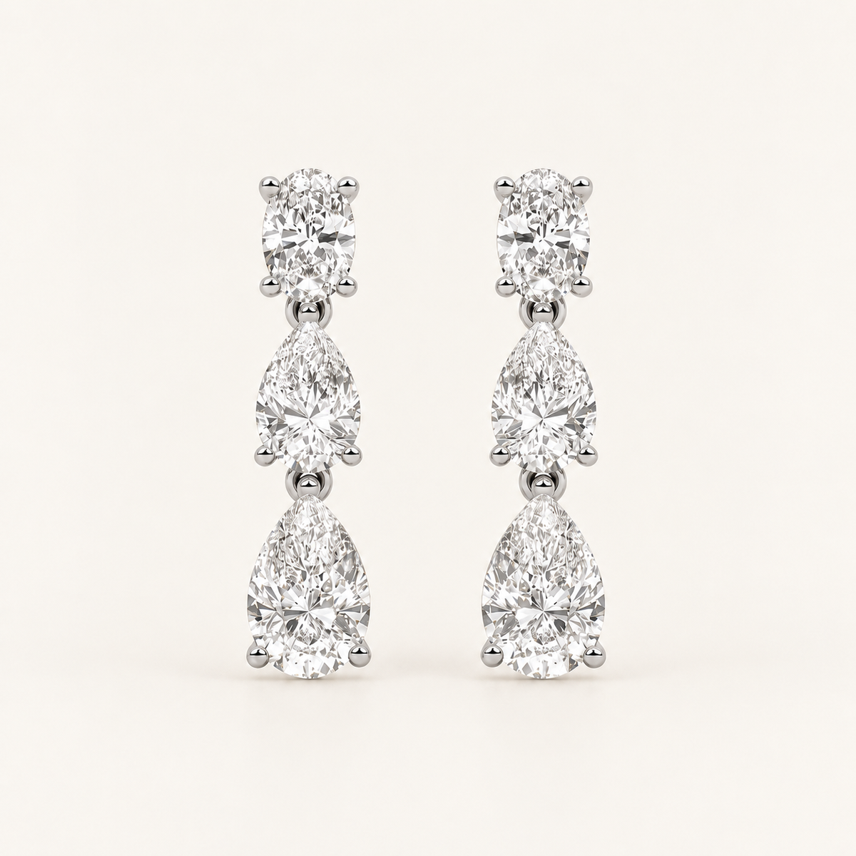 5CT Pear Cut Lab Grown Diamond Dangle Earrings