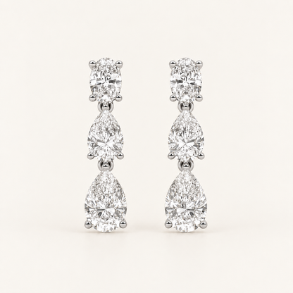 5CT Pear Cut Lab Grown Diamond Dangle Earrings