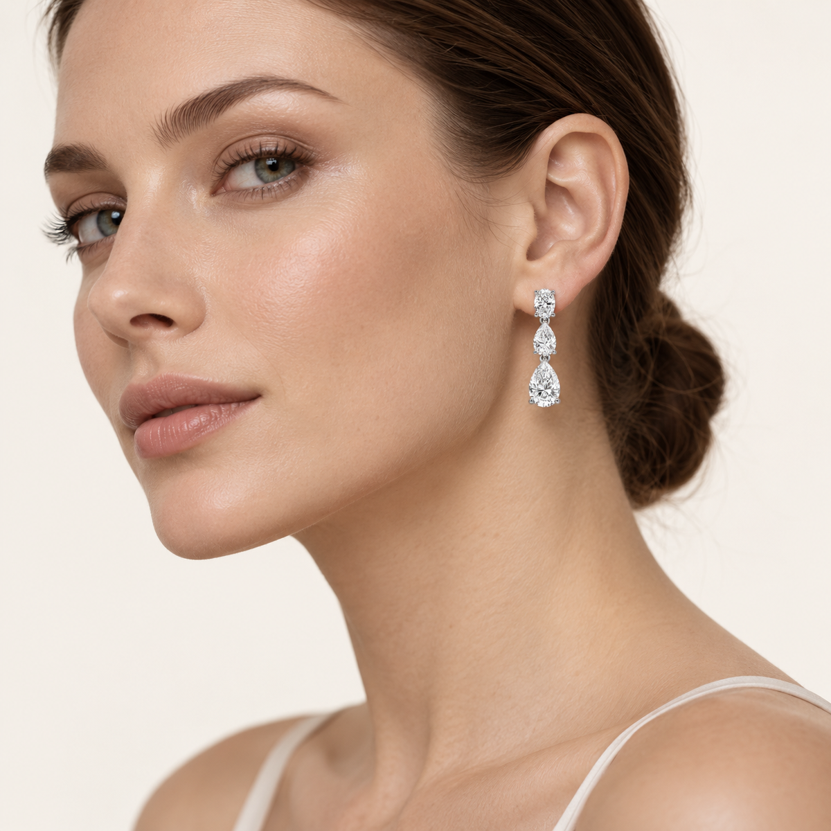 5CT Pear Cut Lab Grown Diamond Dangle Earrings