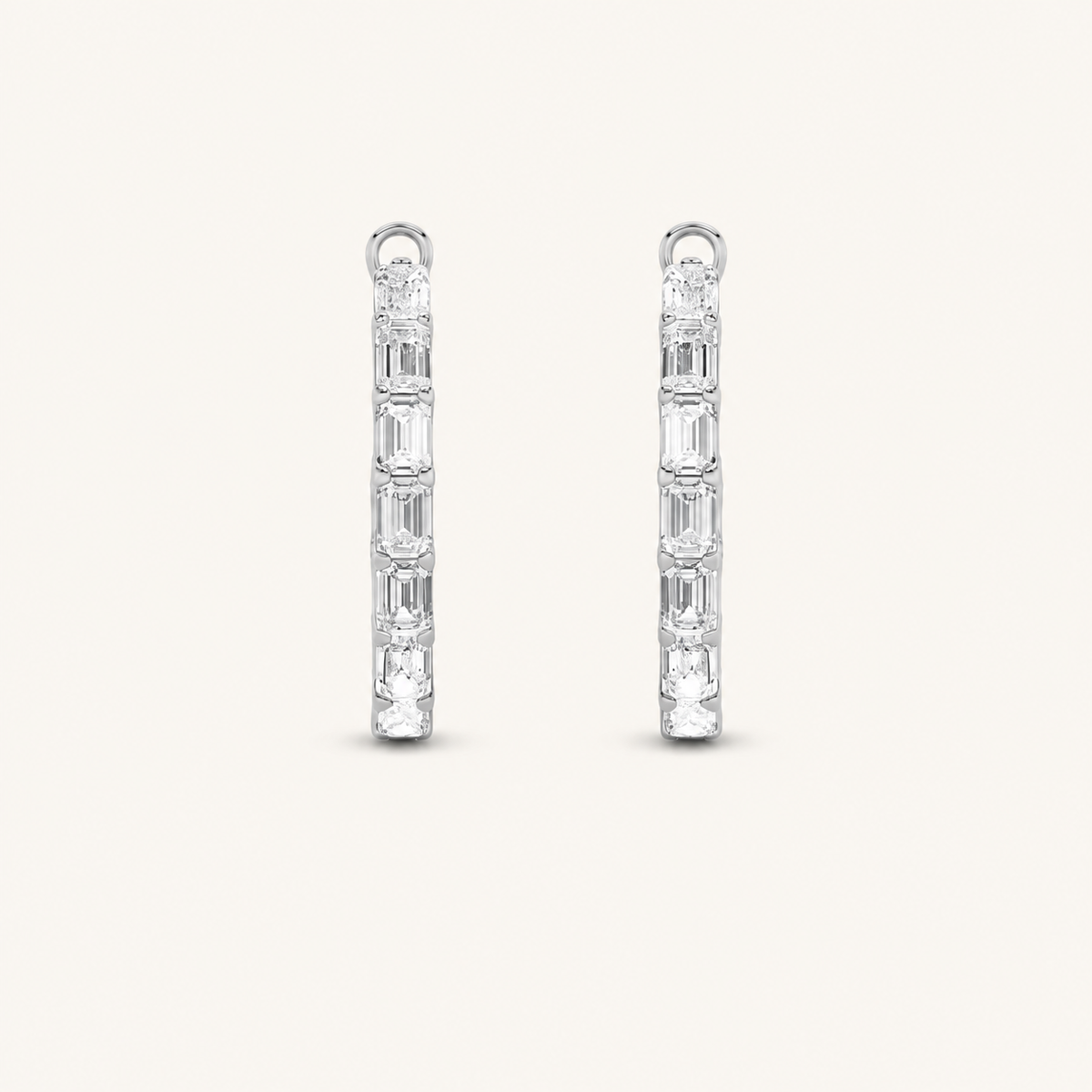4.75CT Emerald Cut Lab Grown Diamond Inside Out Hoop Earrings
