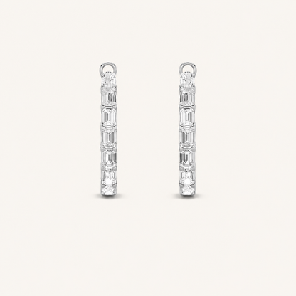4CT Emerald Cut Lab Grown Diamond Inside Out Hoop Earrings
