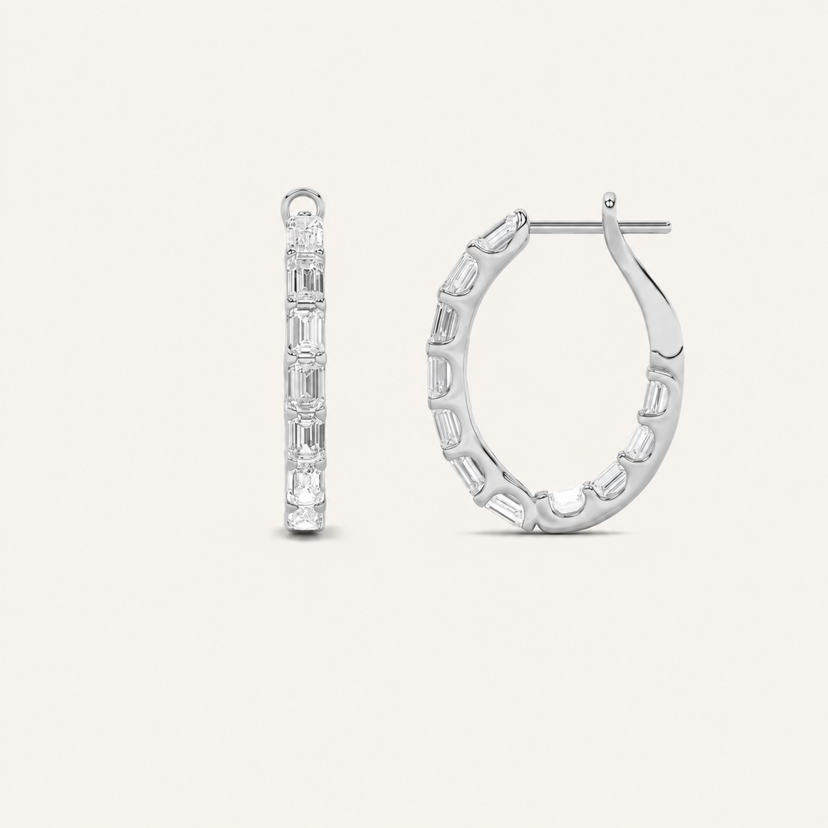 4CT Emerald Cut Diamond Earring