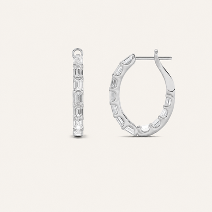 4CT Emerald Cut Diamond Earring
