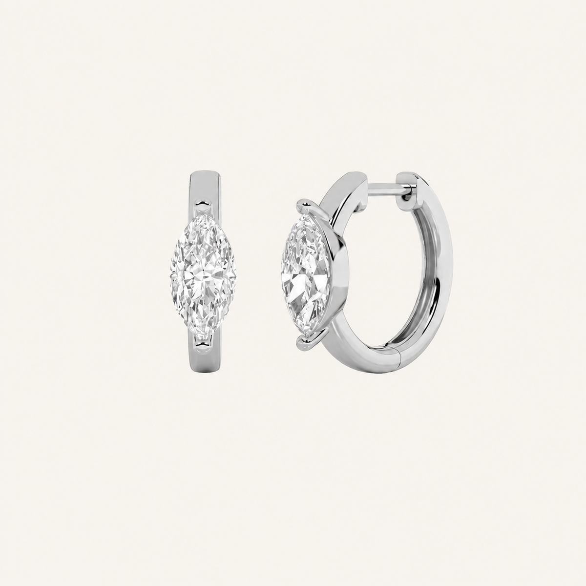 1.5CT Marquise Cut Lab Grown Diamond Solitaire Huggie Earrings