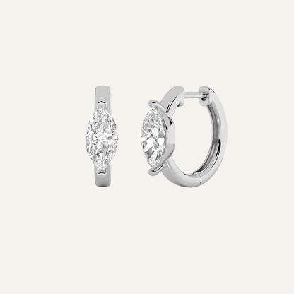 1.5CT Marquise Cut Lab Grown Diamond Solitaire Huggie Earrings