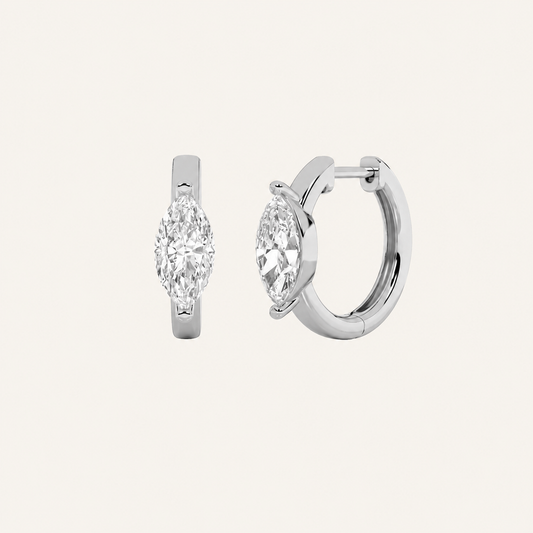 1.5CT Marquise Cut Lab Grown Diamond Solitaire Huggie Earrings