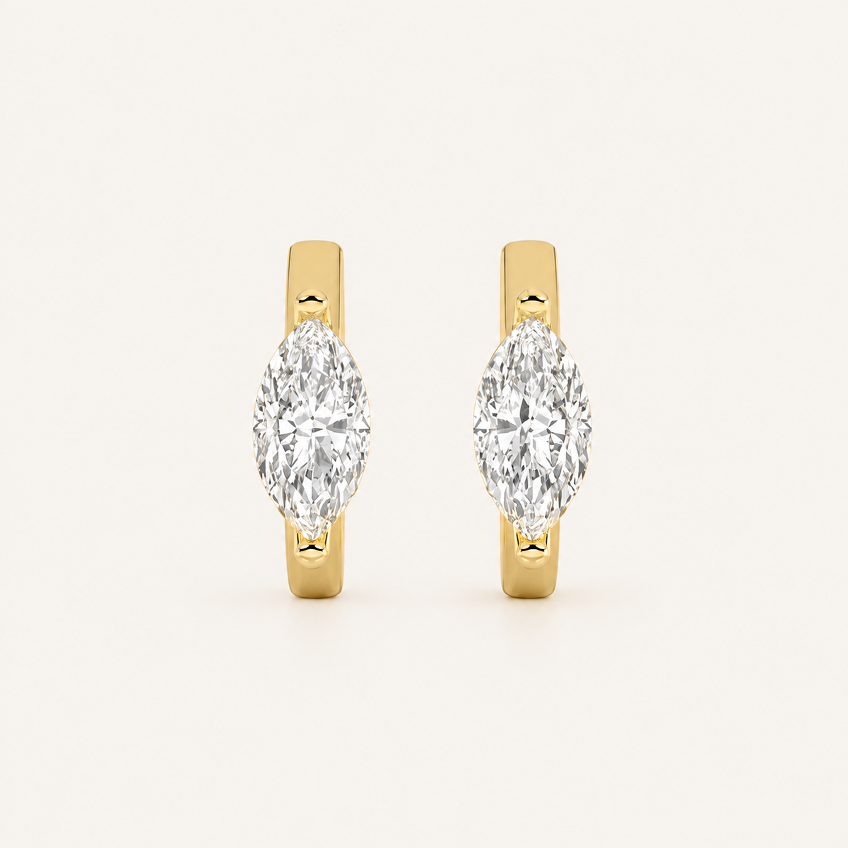 1.5CT Marquise Cut Lab Grown Diamond Solitaire Huggie Earrings