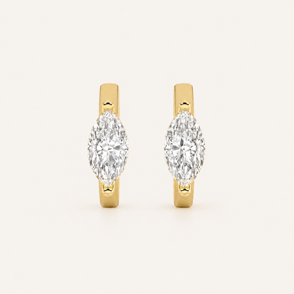 1.5CT Marquise Cut Lab Grown Diamond Solitaire Huggie Earrings