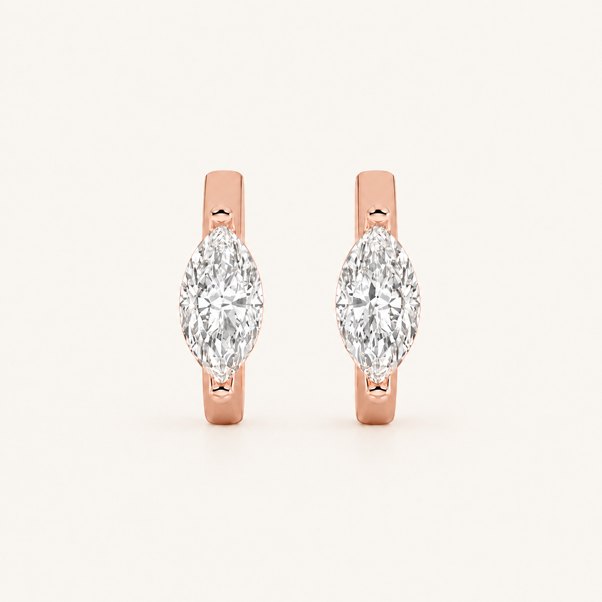1.5CT Marquise Cut Lab Grown Diamond Solitaire Huggie Earrings