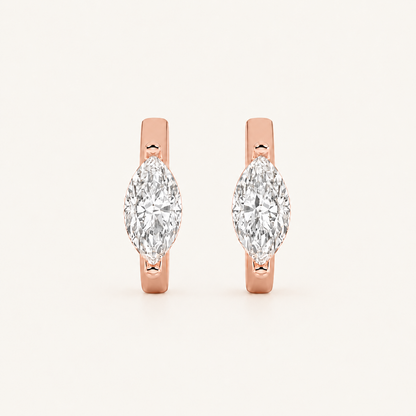 1.5CT Marquise Cut Lab Grown Diamond Solitaire Huggie Earrings