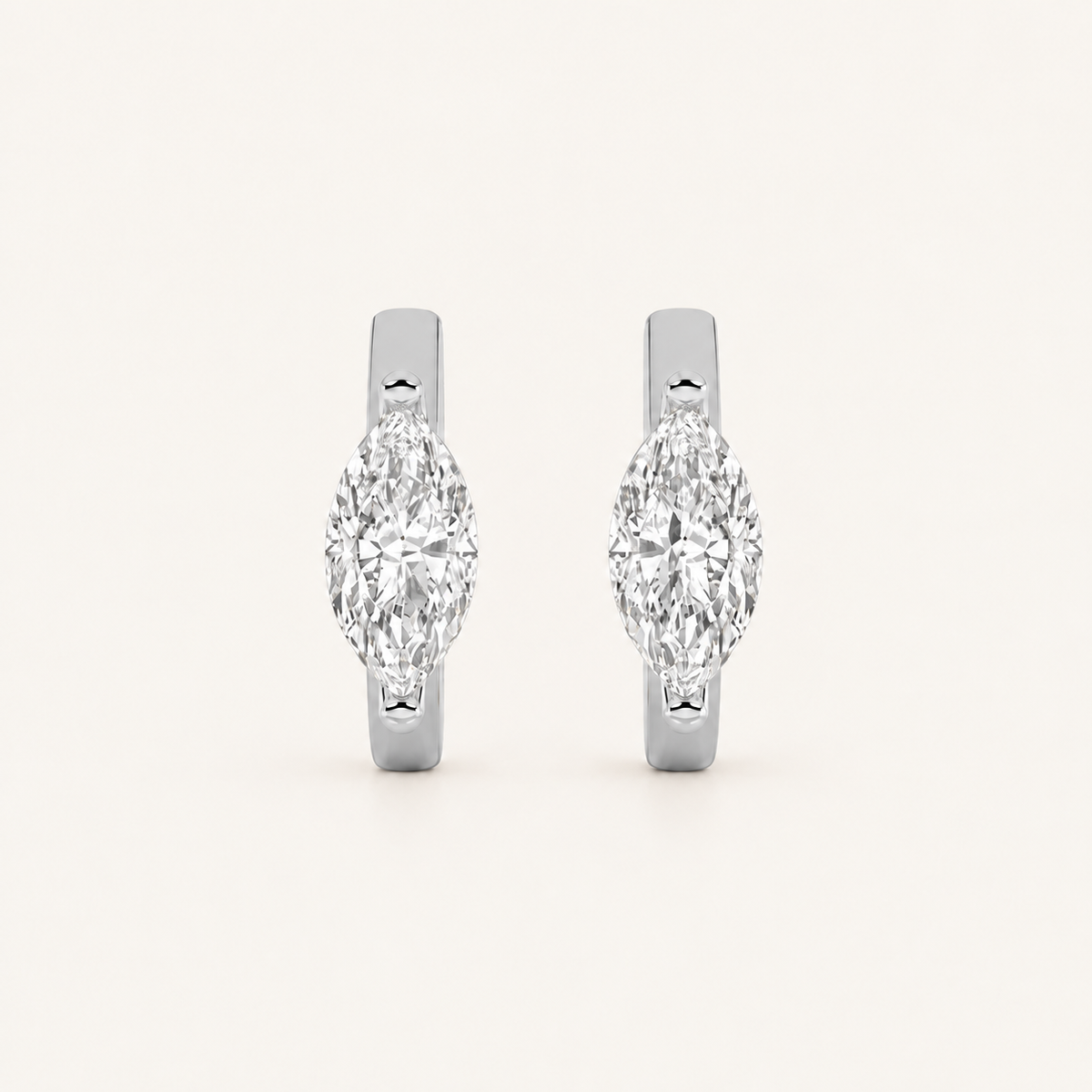 1.5CT Marquise Cut Lab Grown Diamond Solitaire Huggie Earrings
