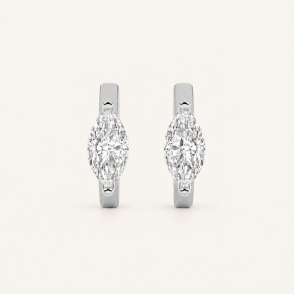 1.5CT Marquise Cut Lab Grown Diamond Solitaire Huggie Earrings