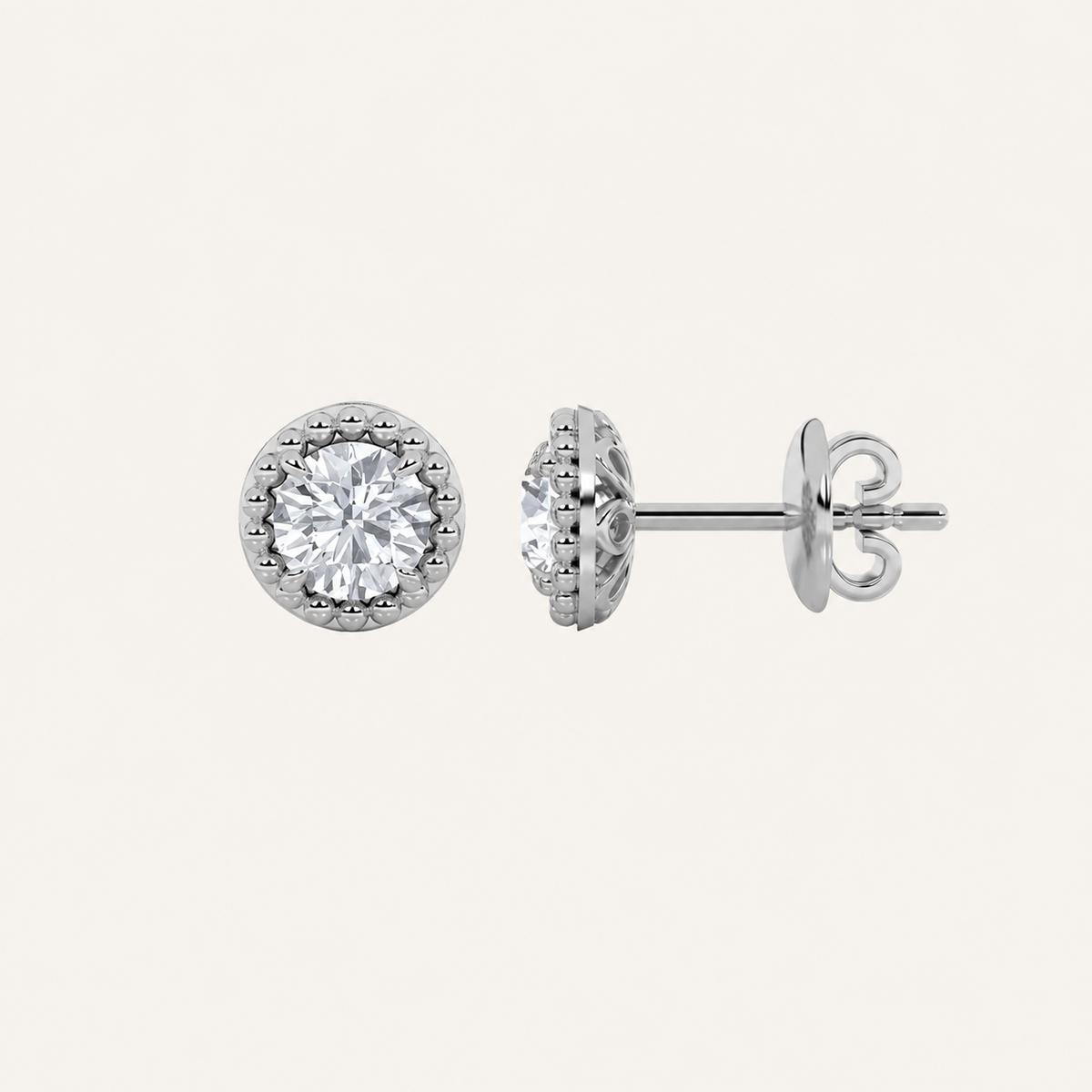 2CT Round Cut Lab Grown Diamond Stud Earrings