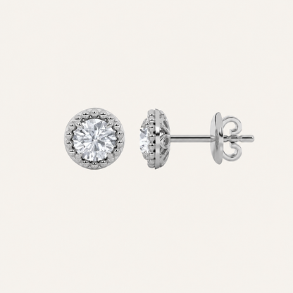2CT Round Cut Lab Grown Diamond Stud Earrings