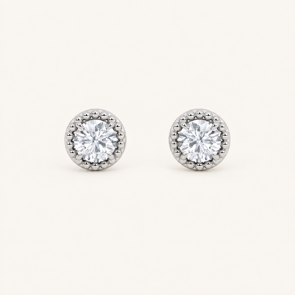 2CT Round Cut Lab Grown Diamond Stud Earrings