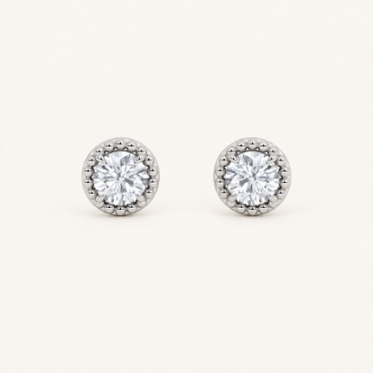 2CT Round Cut Lab Grown Diamond Stud Earrings