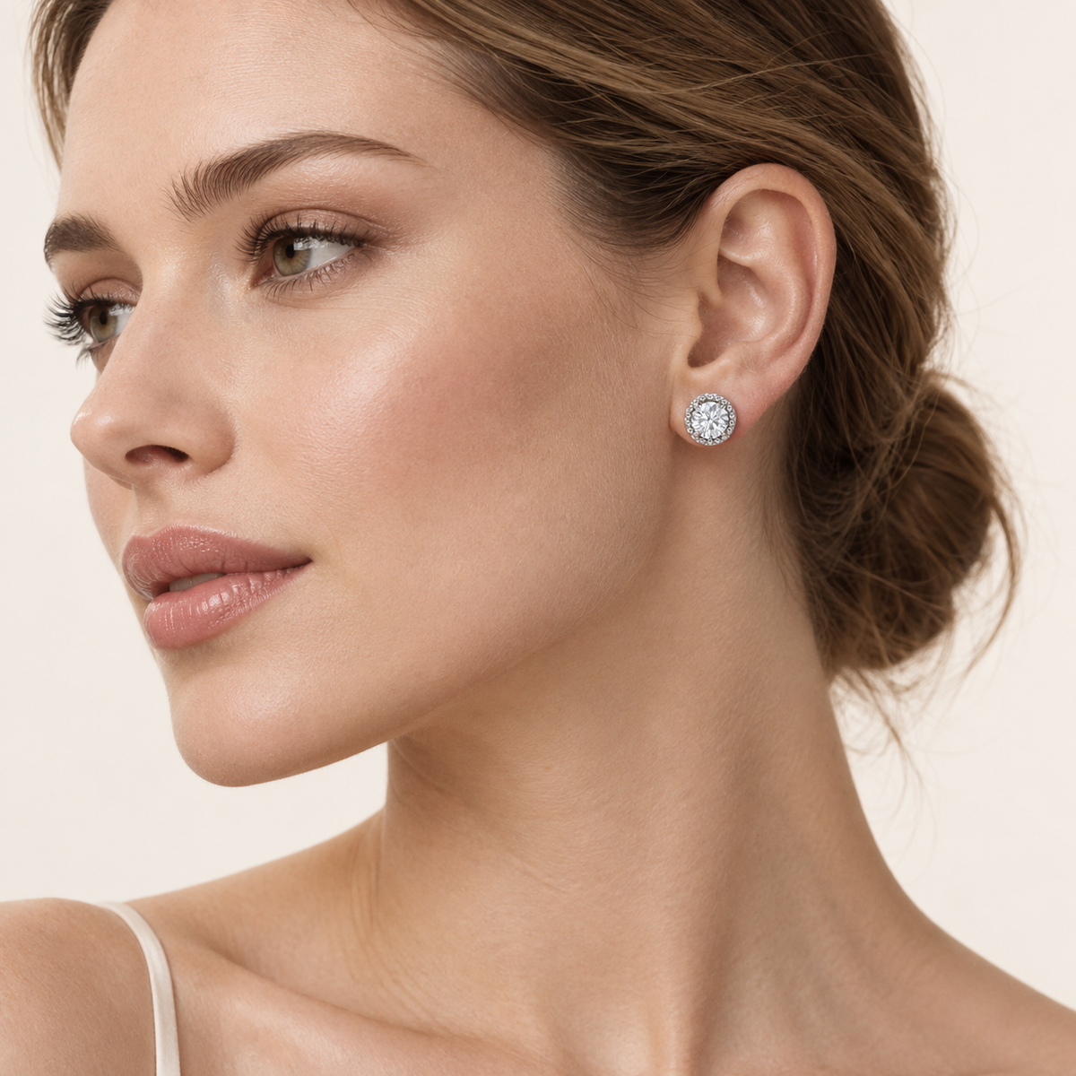 2CT Round Cut Lab Grown Diamond Stud Earrings