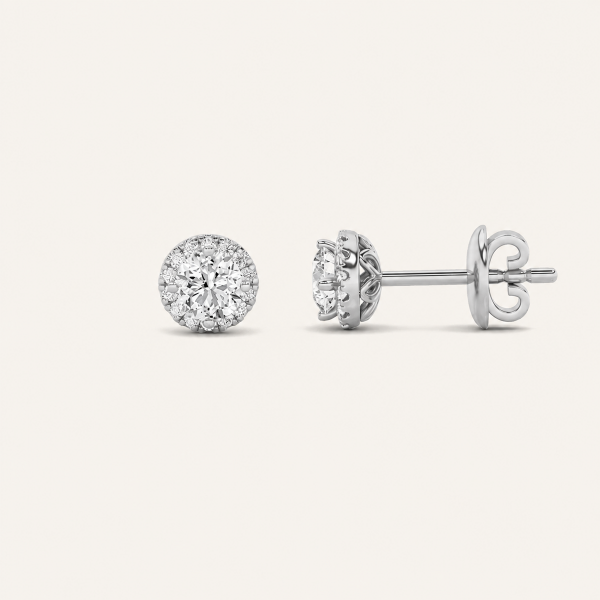 3CT Round Cut Lab Grown Diamond Halo Stud Earrings