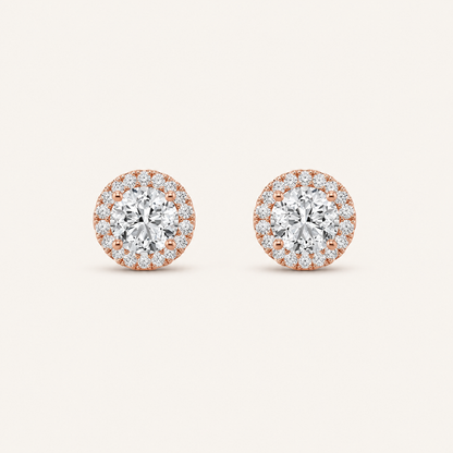3CT Round Cut Lab Grown Diamond Halo Stud Earrings