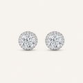 3CT Round Cut Lab Grown Diamond Halo Stud Earrings