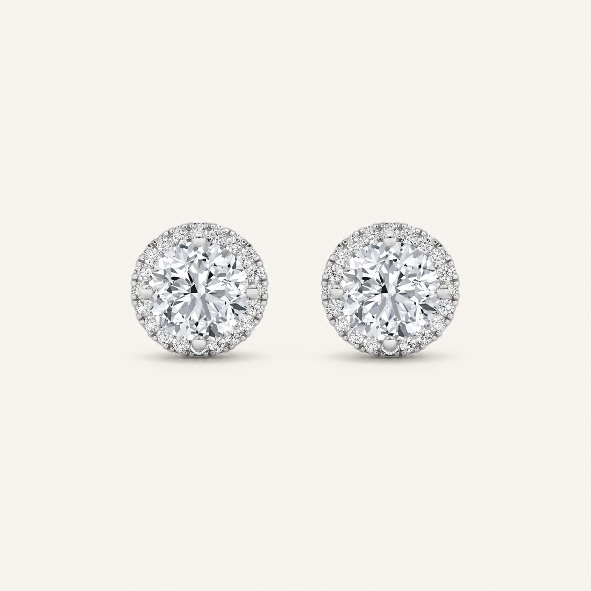 3CT Round Cut Lab Grown Diamond Halo Stud Earrings