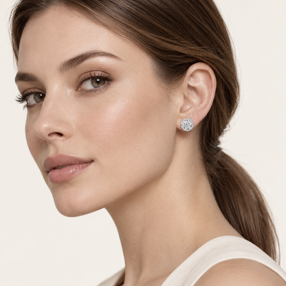 3CT Round Cut Lab Grown Diamond Halo Stud Earrings