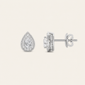 2CT Pear Cut Lab Grown Diamond Halo Stud Earrings