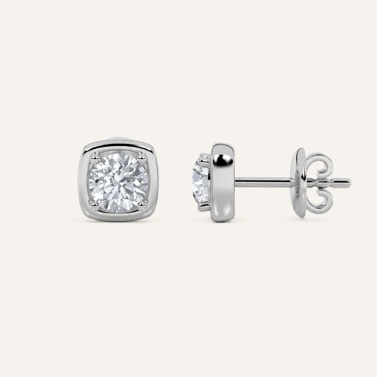 2CT Round Cut Lab Grown Diamond Stud Earrings