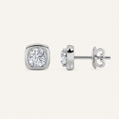 2CT Round Cut Lab Grown Diamond Stud Earrings
