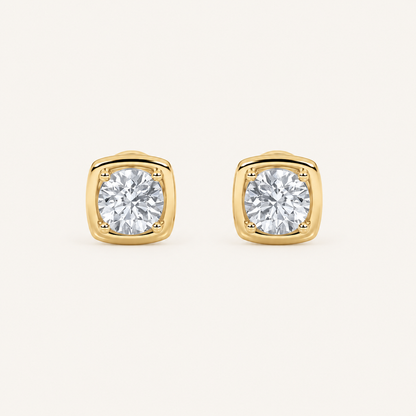 2CT Round Cut Lab Grown Diamond Stud Earrings
